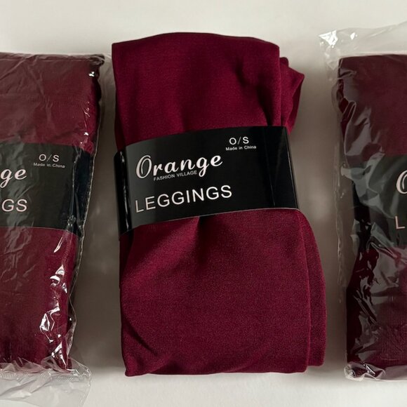Bundle of 3 Orange Fashion Village Leggings - Burgundy - O/S - Picture 8 of 10